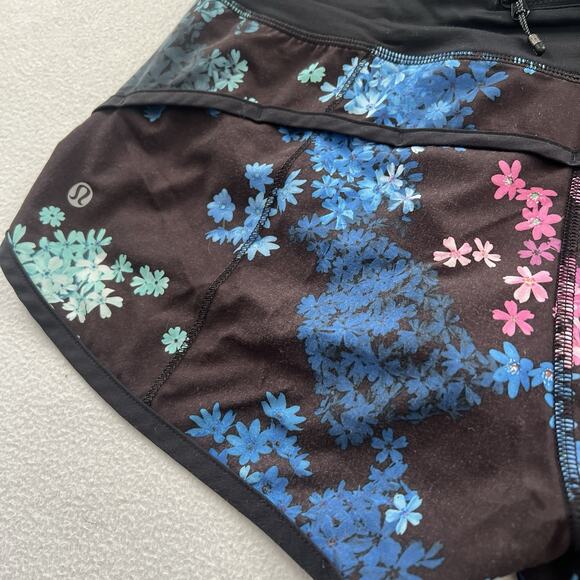 Lululemon Run 2.5” Speed Shorts 4-way Petal Pop Multicolor Floral Print Black 6 - Picture 7 of 9